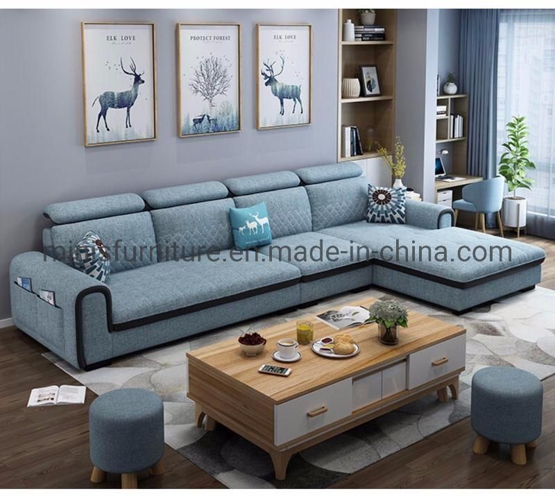 (MN-SF78) Home Furniture Small L-Shaped Blue Sofa with Wholesale Cheap Price