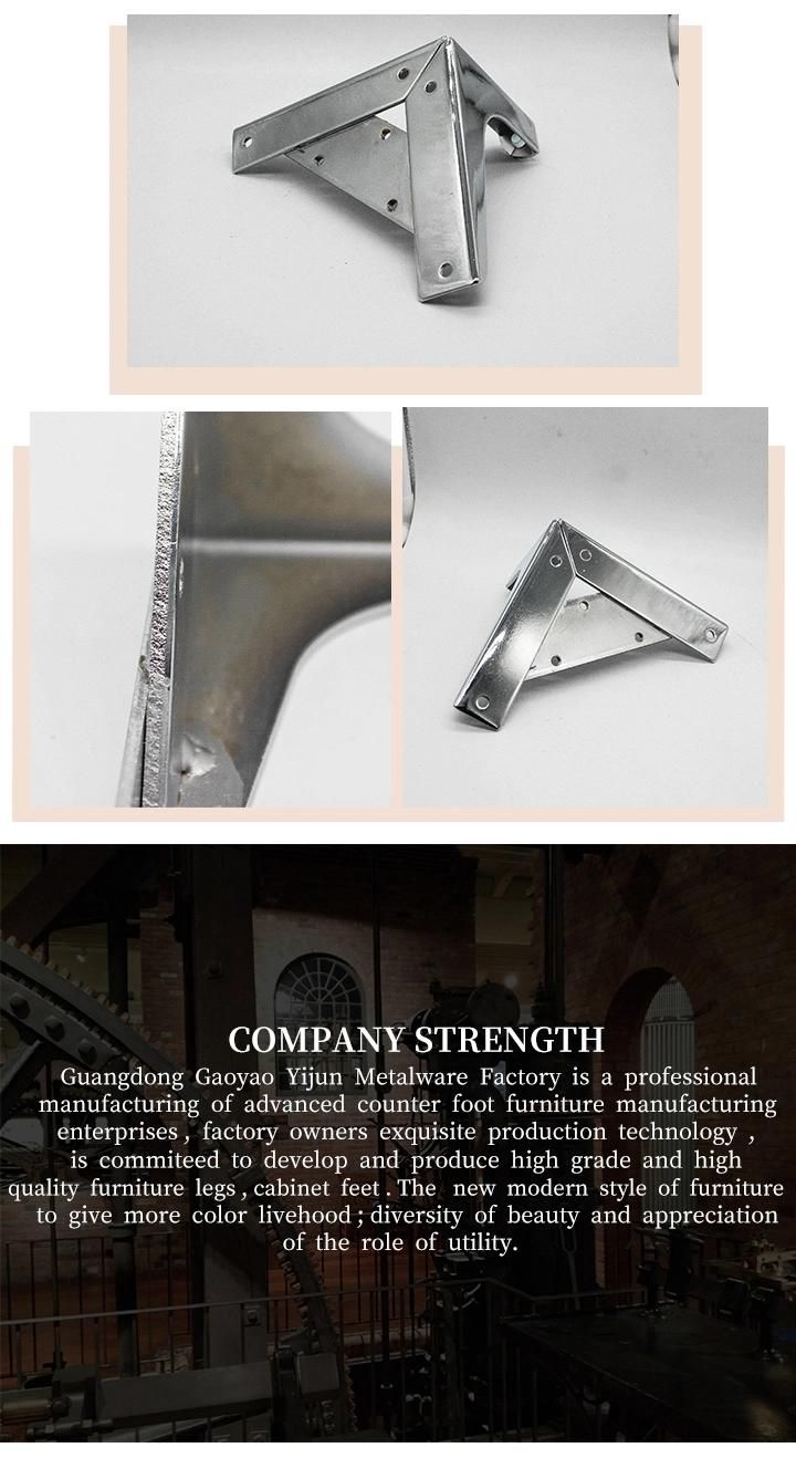 Popular Furniture Hardware Wood Grain and Chrome Decorative Metal Sofa Leg