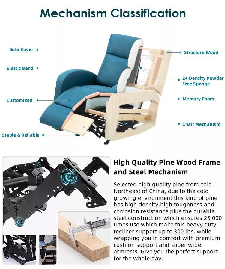 Pure Leather Recliner Sofa with Armrest and Cup Holder