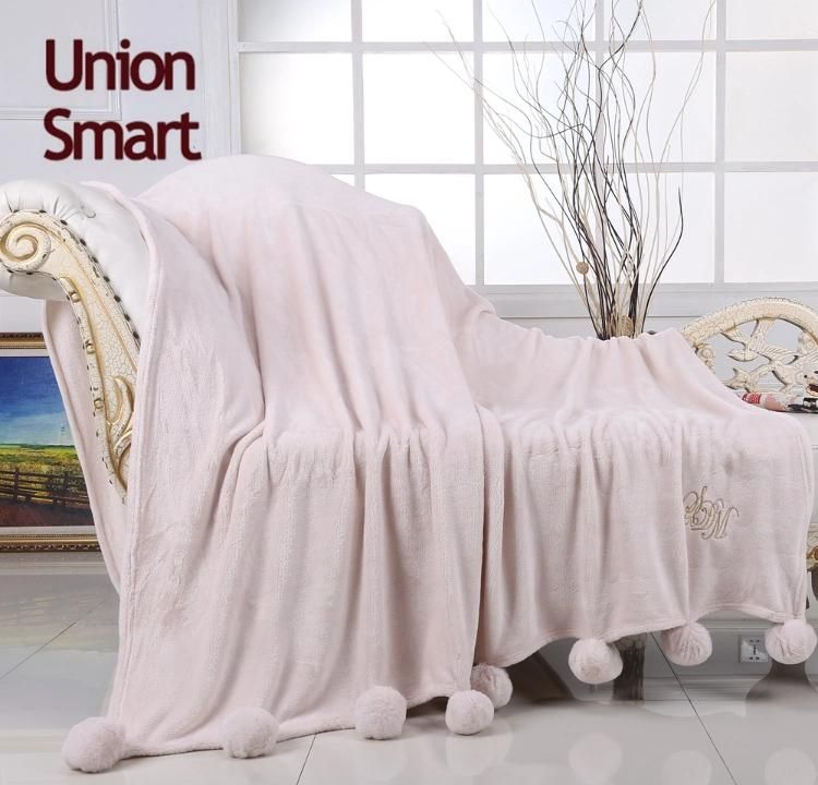 Plain Cozy Woven Bedding Sofa Flannel Blanket with Low Price