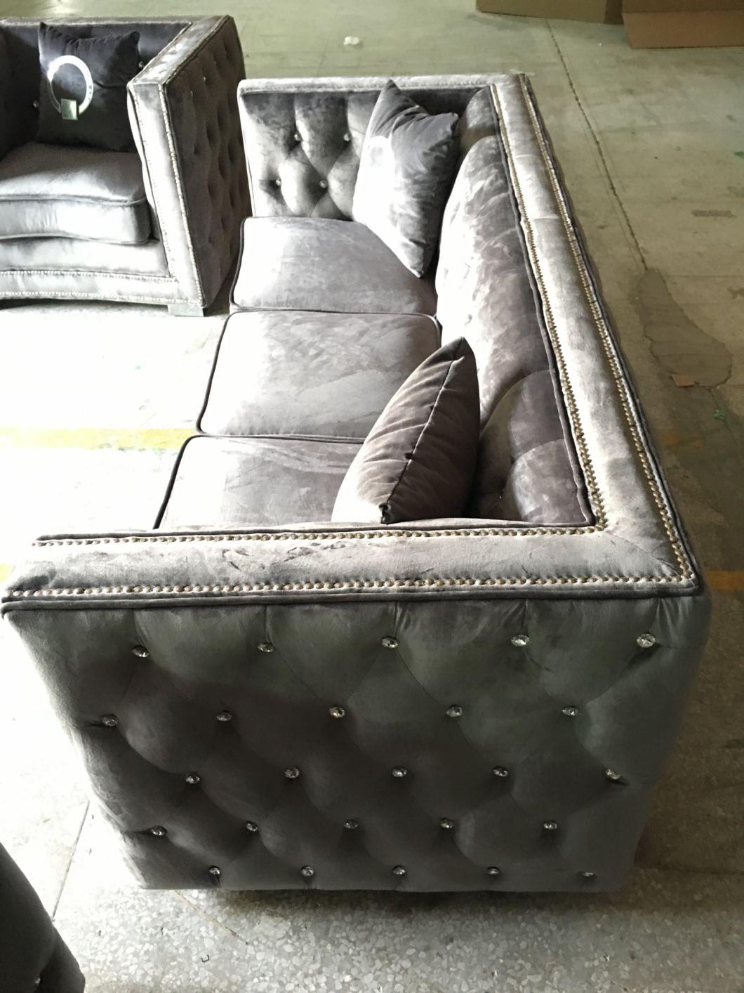 Velvet Tufting Sofa with crystal Button