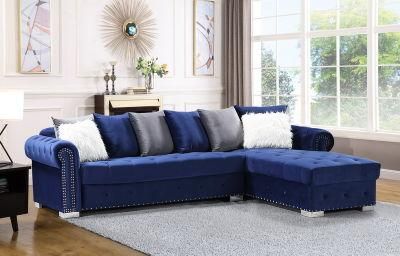 Living Room Sectional Fabric Sofa with Fur Pillows