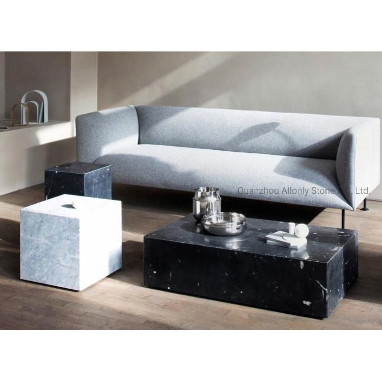 China Factory Wholesale Natural Stone Black Nero Marquina Marble Plinth Coffee Table