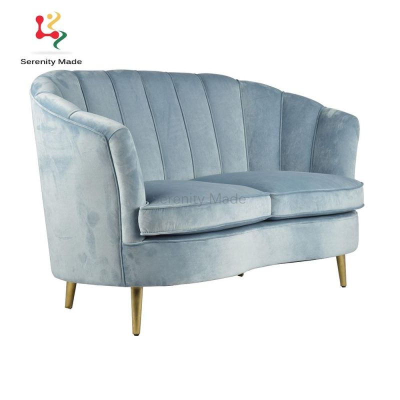 Velvet Elegant Living Room Upholstered Two Seat Sofa for Hotel Apartment