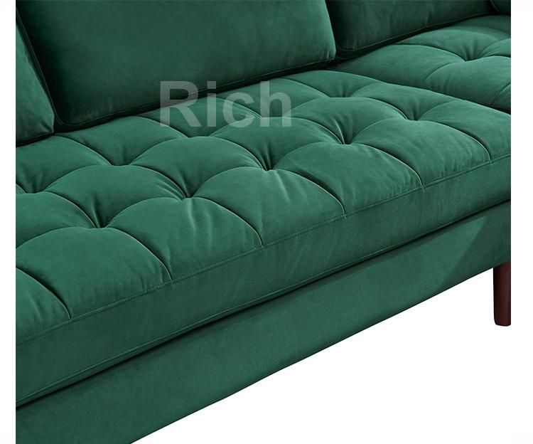 Chinese Furniture Green Velvet Cushion Living Room Fabric Modular Sofa