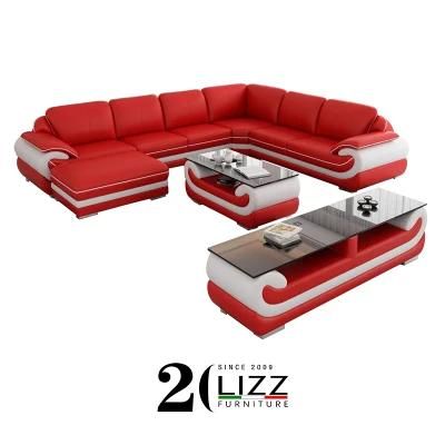 New Arrival European Style Home Furniture Modern U Shape Leather Couch