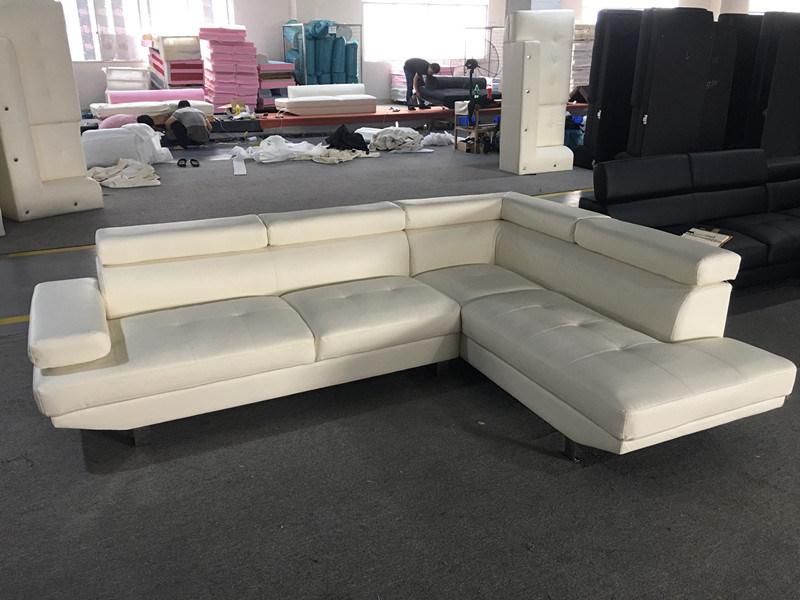 Modern PU Sectional Sofa with Ajustable Headrest and Arm for Living Room Furniture