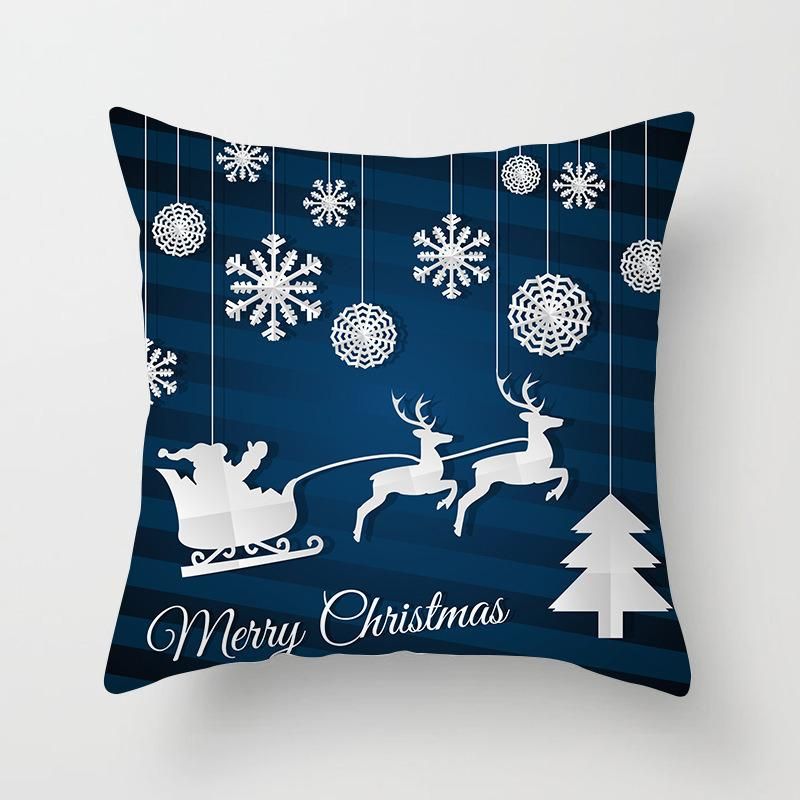 Holiday Decoration Christmas Onrament Colorful Christmas Tree and Deer Back Cushion Cover Sofa Cushion