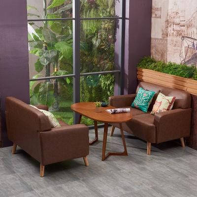 Retro Design Leather Sofa with 2 Seats for Western Restaurant Furniture Dining Chair for Cafe Bar Tea Shop