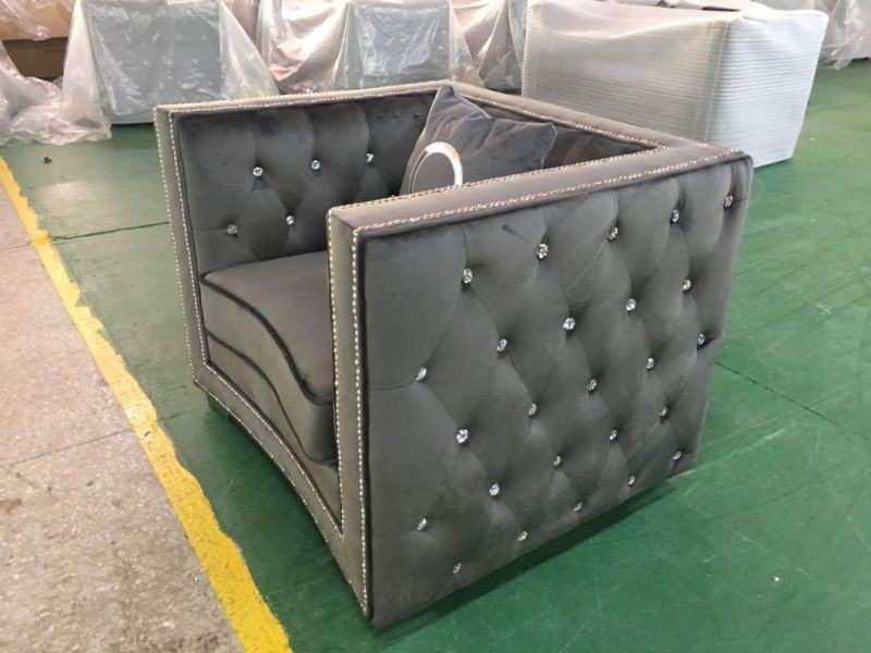 Velvet Tufting Sofa with crystal Button
