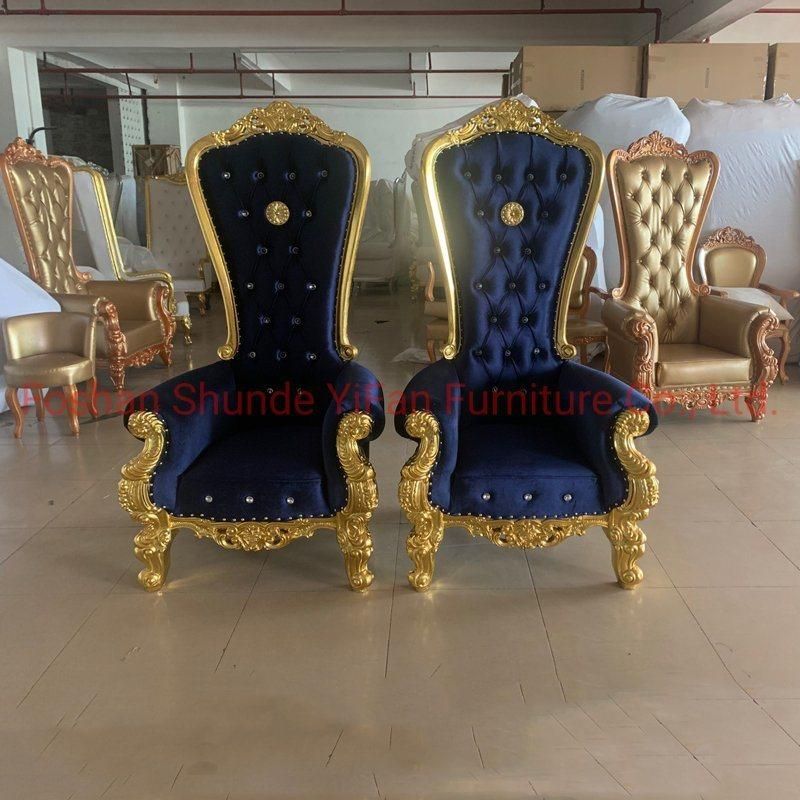 Hotel Lobby Furniture Wood Carved High Back Wedding Sofa Chairs in Optional Color for KTV furniture and Wedding Furniture