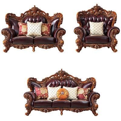 Luxury Wood Leather Sofa in Optional Furniture Color and Sofa Seats