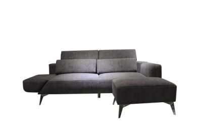 Arab Modern Simple Style Living Room Furniture L Shaped Grey Sectional Sofa