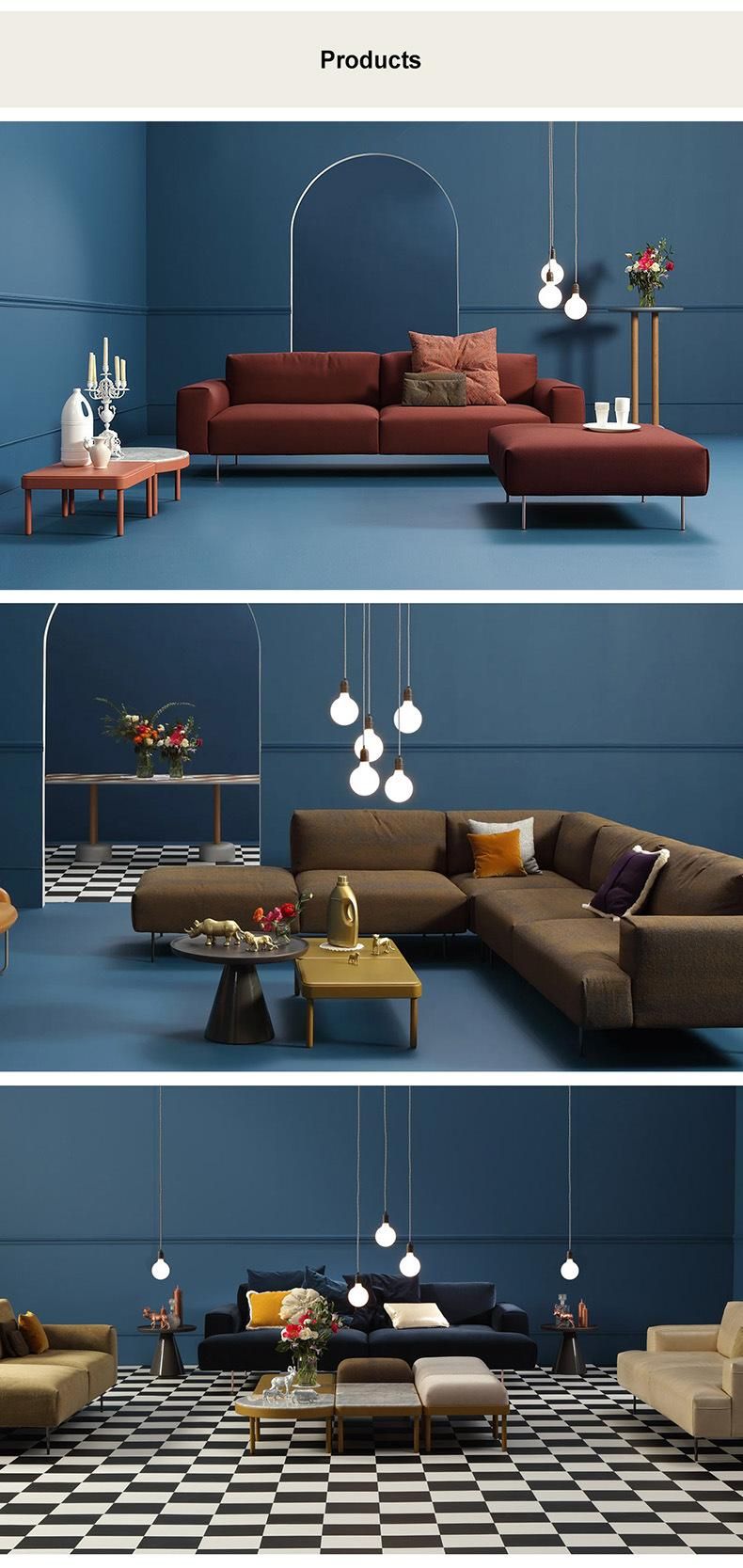 Customized Available 3 Seater Sofa Home Furniture Sectional Fabric Sofa