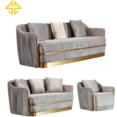 New High Quality Velvet Italian Sofa Set Designs Luxury 3 Seater Sofa Gold Luxury Living Room Furniture Set Sofa