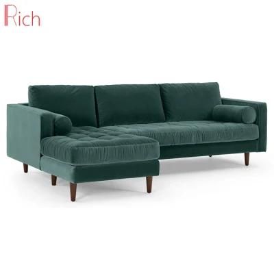 Living Room Furniture Sectional Couch Green Velvet Corner Sofa