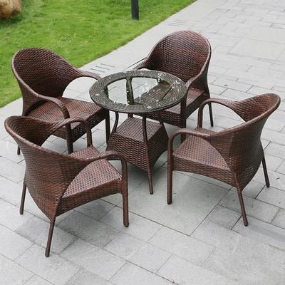 Outdoor Rattan Sofa Chair Three Balcony Leisure Living Room Rattan Table and Chair