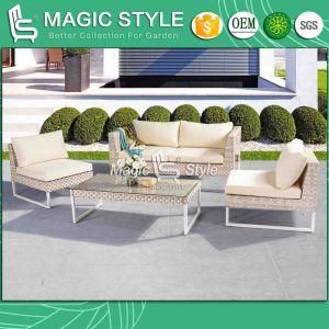 Kd Sofa with Cushion by Wicker Weaving Outdoor Sofa Set (Magic Style)