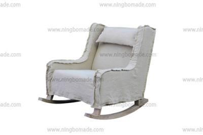 Antique Design Rustic Style Furniture Crean White Oak and Linen Shakable Leisure Sofa