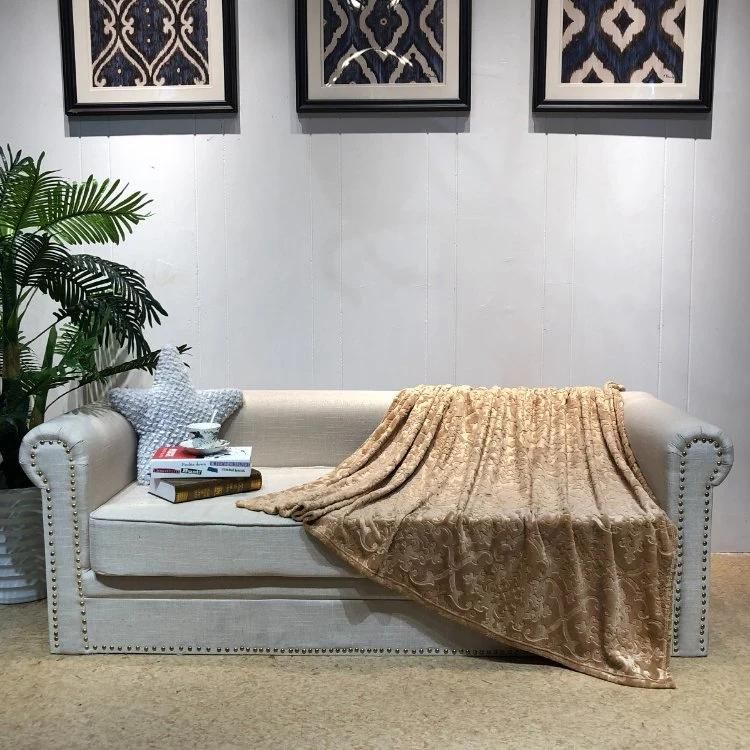 100% Polyester 3D Embossed Texture Plush Flannel Fleece Sofa Bedding Blanket