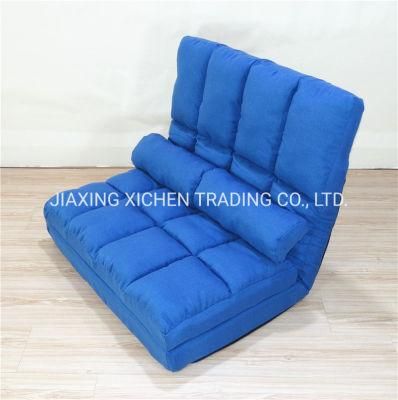 Blue Fabric Floor 2-Seat Sofa-Bed