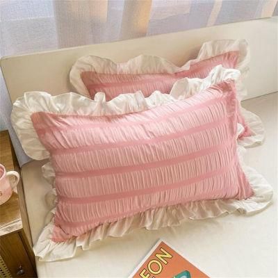 Pillow Case Ins Girl Princess Style Small Fresh and Lovely Solid Color Single Korean Lace Dormitory Pillowcase