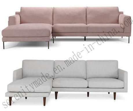 European Style Living Room Furniture L Shape Sofa Velvet Fabric Sofa