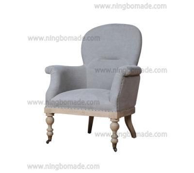 Antique Design Rustic Style Furniture Sky Grey Oak and Linen Sofa Chair