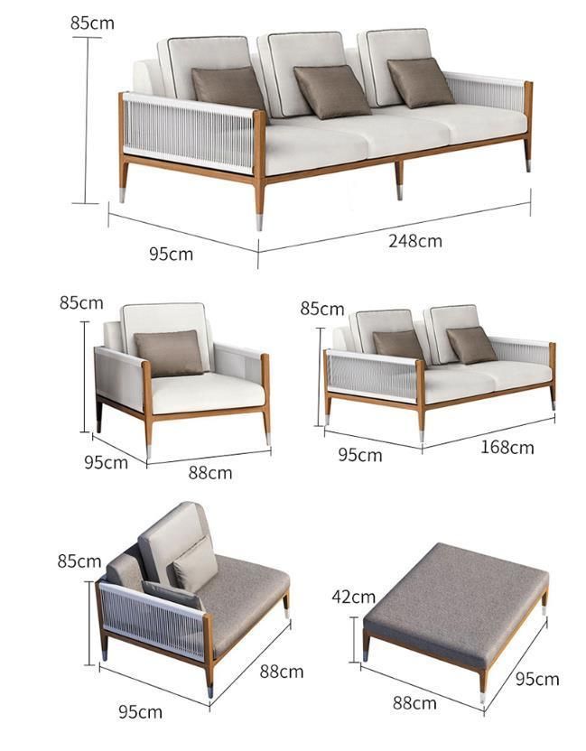 Teak Outdoor Sofa Courtyard Rattan Furniture Outdoor