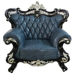 Blue Color Royal Style Home Furniture Combination Leather Sofa (028-1)