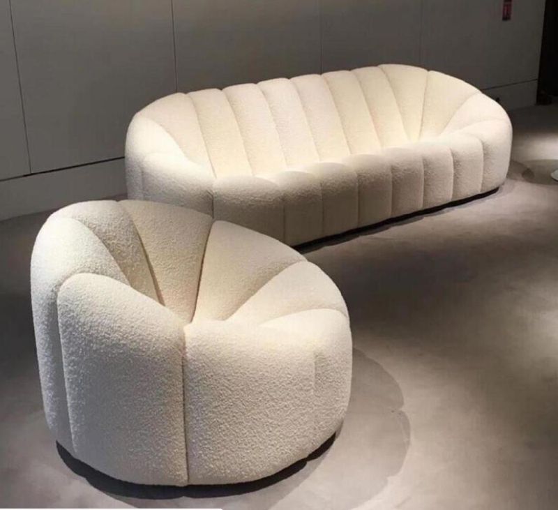 Pumpkin Shape 3 Seats Fabric Sofa