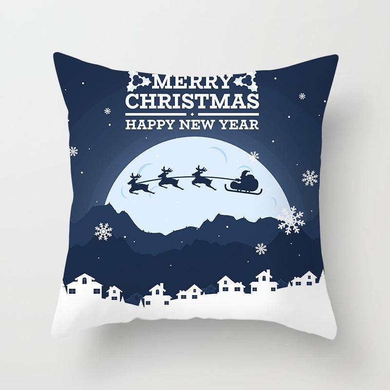 Holiday Decoration Christmas Onrament Colorful Christmas Wreath Patterns Back Cushion Cover Sofa Cushion