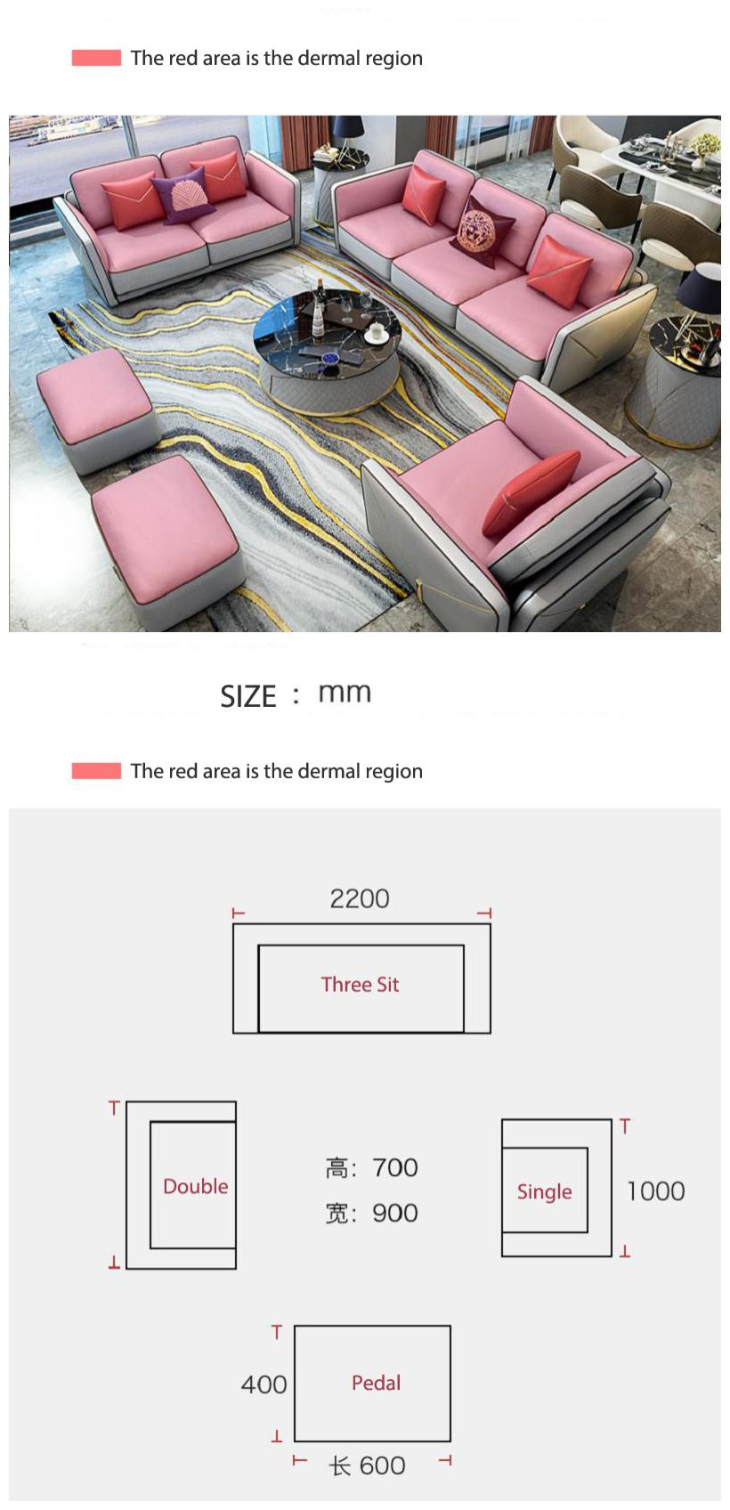 Factory High End Cow Leather Down Combination Sofa