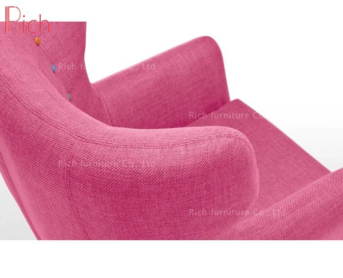 Whoslesale Home Furniture Pink Fabric Sofa Chair with Rainbow Buttons