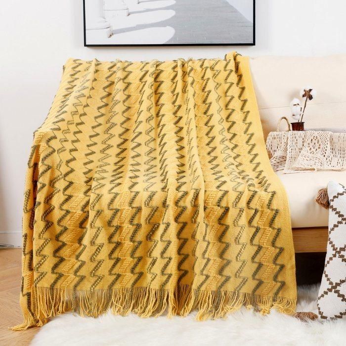 100% Acrylic Knitted Solid Soft Cozy Throw Blanket for Sofa, Couch, Bed, Living Room and Travel (YKY4914)