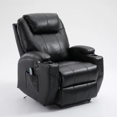 Modern Design PU Leather Manual Recliner Sofa with 8 Point Massage Chair Classic Living Room Home Office Furniture