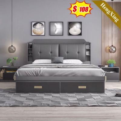 Latest 5 Star Solid Wood Panel Hotel Modern Living Room Leather Mattress Double King Sofa Bed Furniture Bedroom Set
