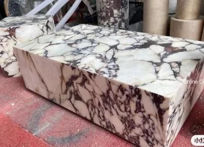 Arabescato White Marble Coffee Table and Side Table for Lobby Furniture Design