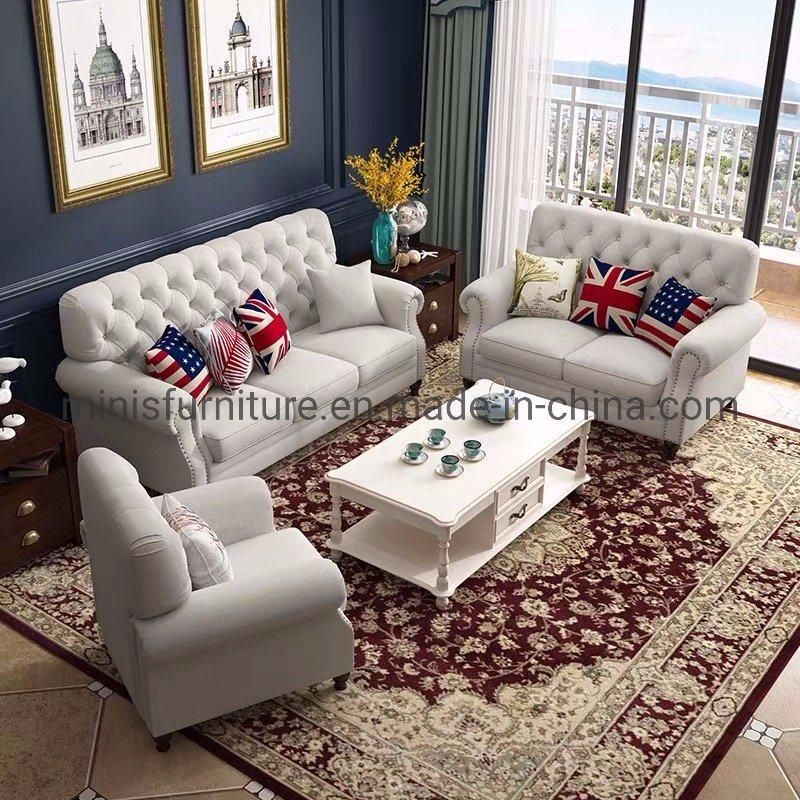 (MN-HSF13) English Style Home Living Room/Hotel Furniture Brown Leather 1+2+3 Sofa Set