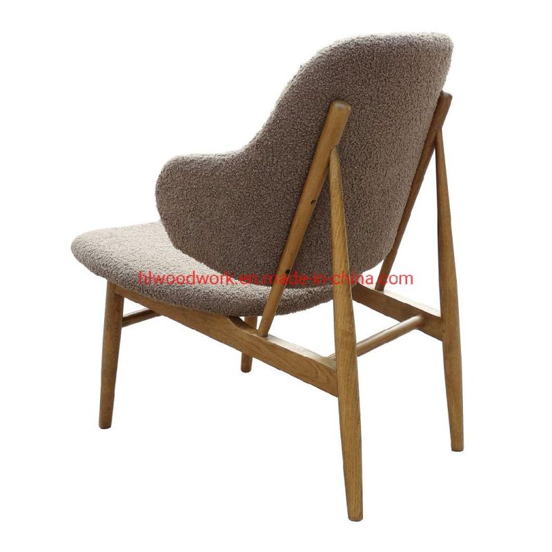 Oak Wood Frame Brown Color Magnate Chair Brown Teddy Velvet Dining Chair Wooden Chair Lounge Sofa Coffee Shope Arm Chair Living Room Sofa