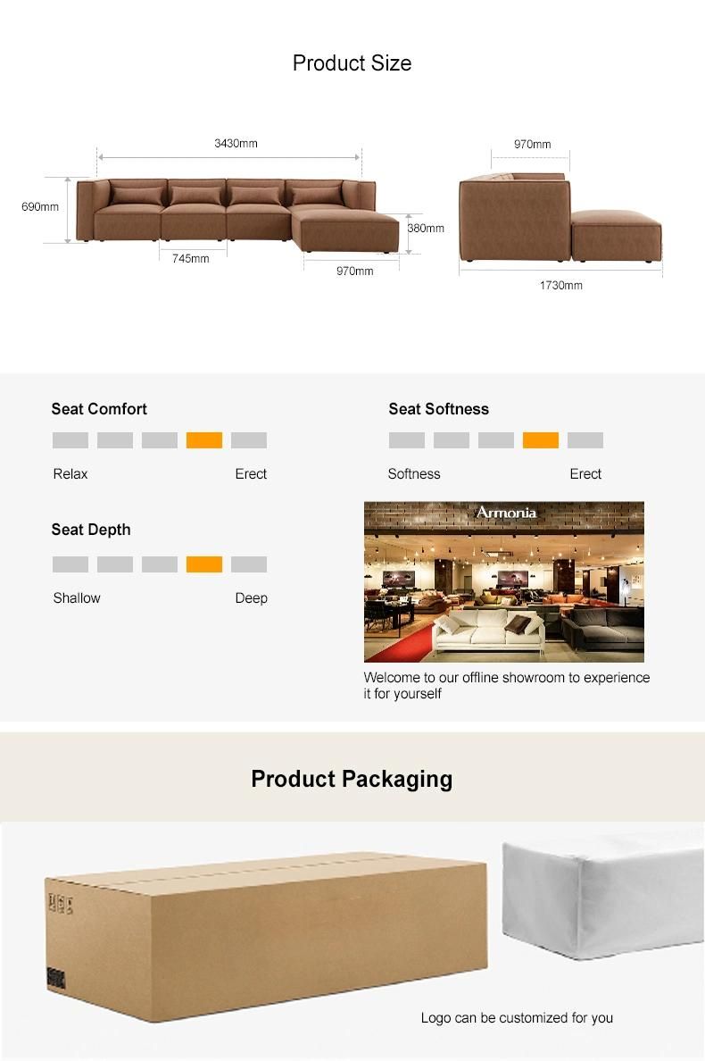 Medium Back Sofa with Armrest Sectional Living Room Use Sofa