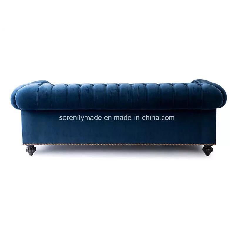 Luxury Classic European Tufted Velvet Wooden Sofa Designs
