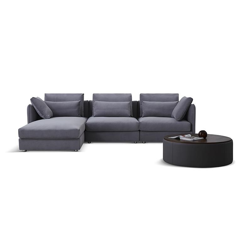 High-End Italian Sytle Living Room Feather Down Lazy Leisure Sofa L Shape Conor Sectional Sofa for Villas