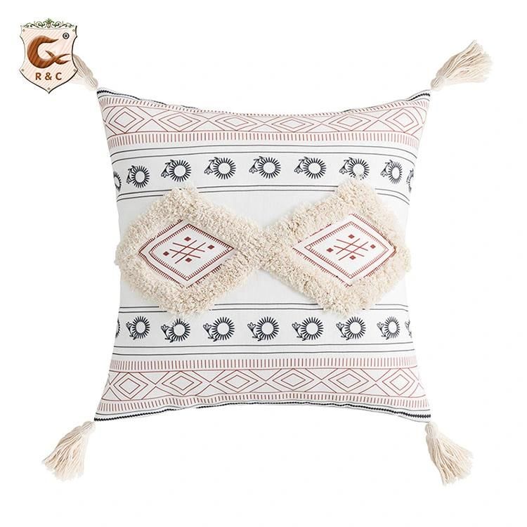 Washed Linen Cotton Blending Customized Home Sofa Decorative Geometric Cushion Cover