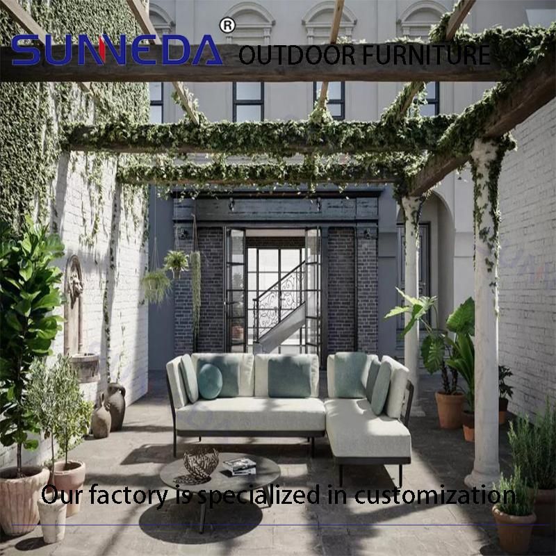 Modern Aluminum Frame Corner Sofa Matches Tea Table