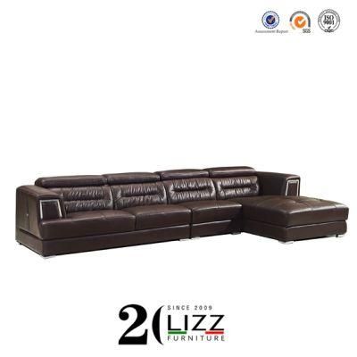 Italy Home Furniture Genuine Leather Sectional L Shape Sofa