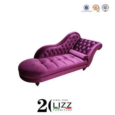 European Classic Design Pine Wood Fabric Sofa Chaise for Living Room Furniture