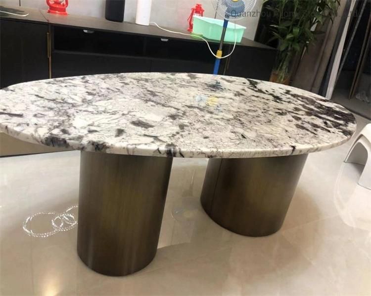 Natural Stone Aran White Dining Table Set 6 Seater Granite Top