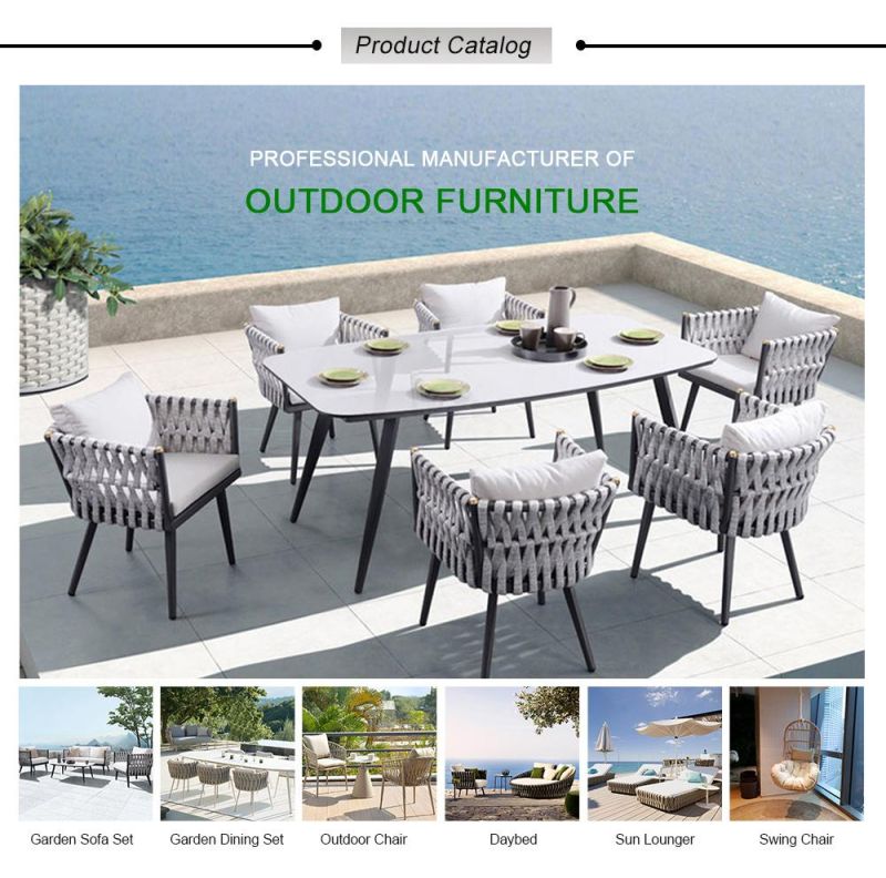Hotel Villa Nordic Design Aluminum Garden Outdoor Furniture Set Rope Sofa