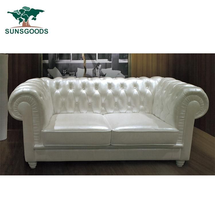 Top Grain Real Leather Button Chesterfield Furniture Couch for Sale